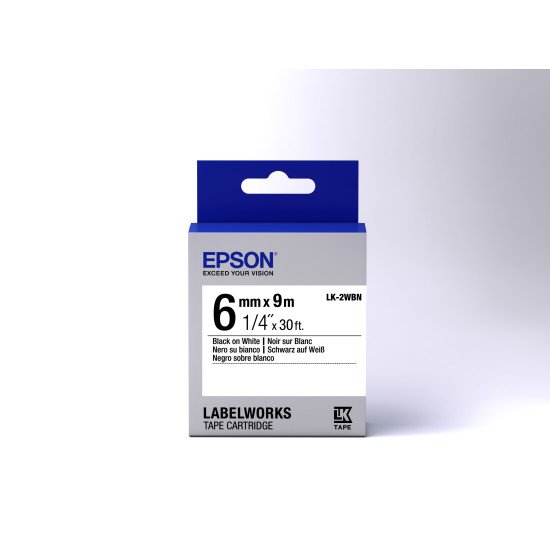Epson LK-2WBN - Standard - Noir sur Blanc - 6mmx9m