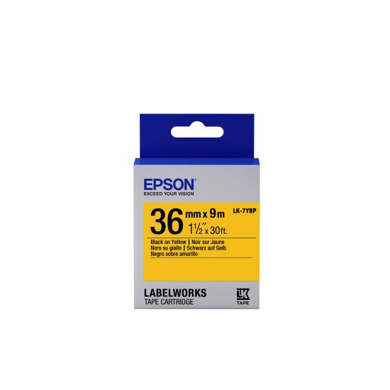Epson LK-7YBP - Couleur Pastel - Noir sur Jaune - 36mmx9m