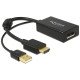 DeLOCK 0.245m HDMI+USB2.0-A/DisplayPort 0,254 m HDMI + USB Noir