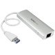 StarTech.com Hub USB 3.0 portable à 3 ports avec Gigabit Ethernet - Câble intégré - Aluminium