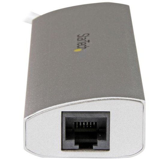 StarTech.com Hub USB 3.0 portable à 3 ports avec Gigabit Ethernet - Câble intégré - Aluminium