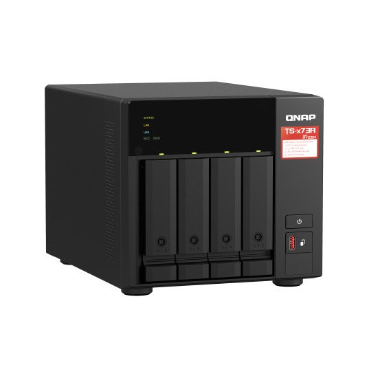 QNAP TS-473A + QSW-1105-5T Bundle Pack NAS Tower Ryzen Embedded V1500B 8 Go DDR4 0 To QNAP Turbo System Noir