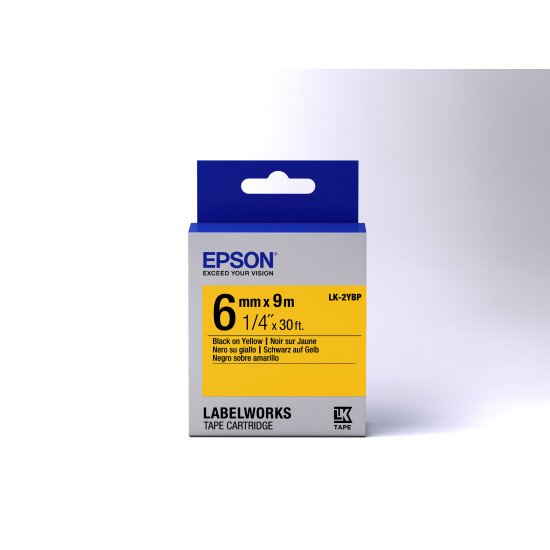 Epson LK-2YBP - Couleur Pastel - Noir surJaune - 6mmx9m