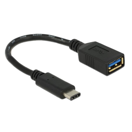 DeLOCK 0.15m USB 3.1 câble USB 0,15 m 3.2 Gen 2 (3.1 Gen 2) USB C USB A Noir