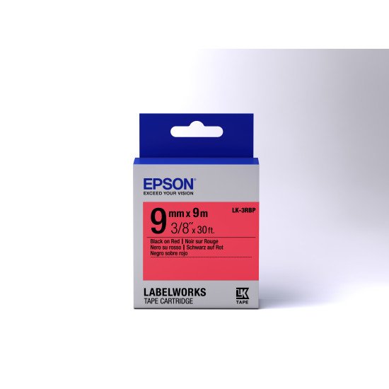 Epson LK-3RBP - Couleur Pastel - Noir sur Rouge - 9mmx9m