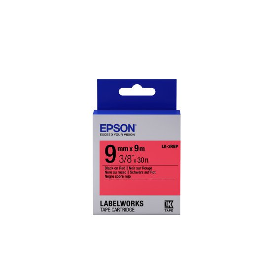 Epson LK-3RBP - Couleur Pastel - Noir sur Rouge - 9mmx9m