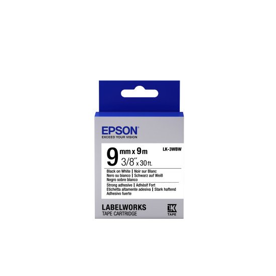 Epson LK-3WBW - Adhésif Fort - Noir sur Blanc - 9mmx9m