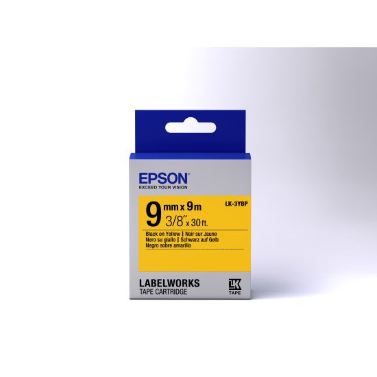 Epson LK-3YBP - Couleur Pastel - Noir sur Jaune - 9mmx9m