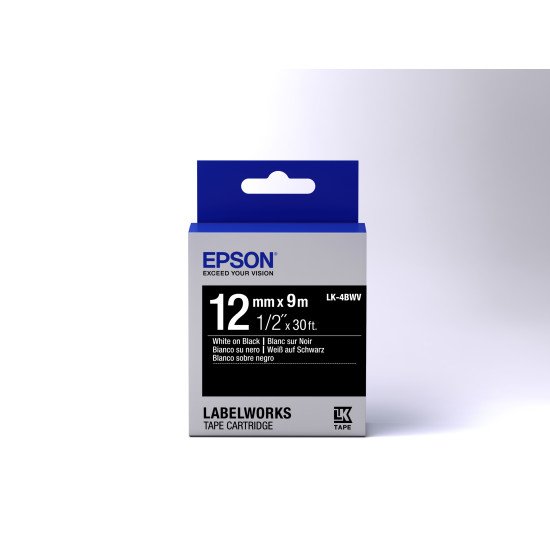 Epson LK-4BWV - Brillant - Blanc sur Noir - 12mmx9m