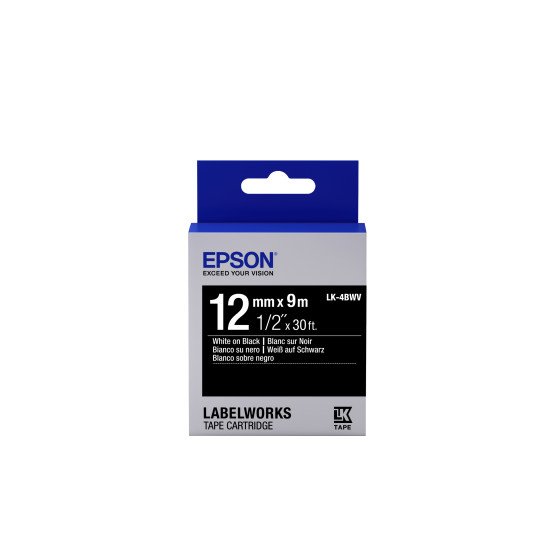 Epson LK-4BWV - Brillant - Blanc sur Noir - 12mmx9m