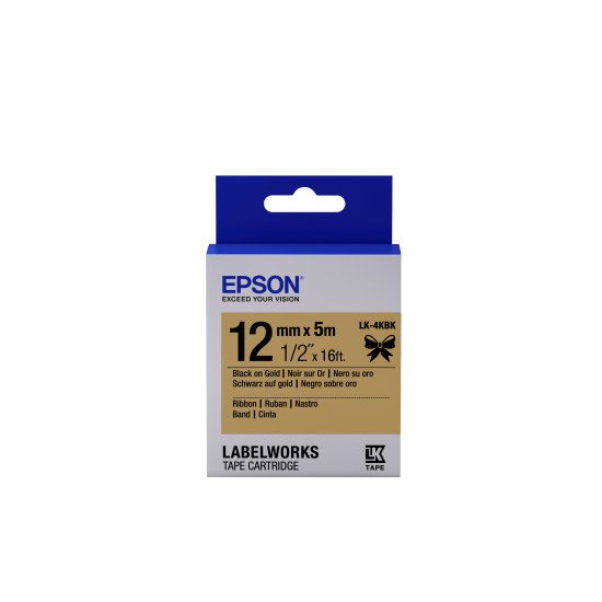 Epson Ruban satin pour étiqueteuse LK-4KBK Noir/Or 12 mm (5 m)