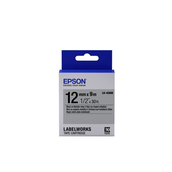 Epson LK-4SBM - Métallisé - Noir sur Argent - 12mmx9m