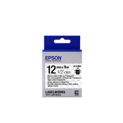 Epson LK-4TBW - Adhésif Fort - Noir sur Transparent - 12mmx9m