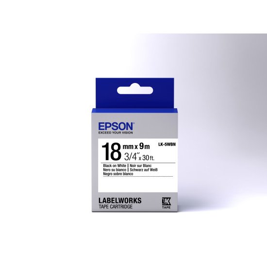 Epson LK-5WBN - Standard - Noir sur Blanc - 18mmx9m