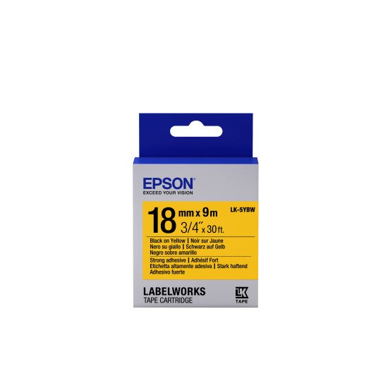 Epson LK-5YBW - Adhésif Fort - Noir sur Jaune - 18mmx9m