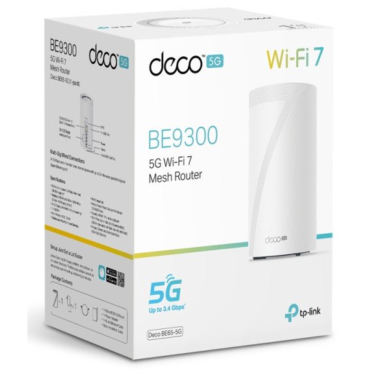 TP-Link DECO BE65-5G(1-PACK) système Wi-Fi maillé Tri-bande (2,4 GHz / 5 GHz / 6 GHz) Wi-Fi 7 (802.11be) Blanc 3 Externe
