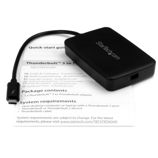 StarTech.com Adaptateur Thunderbolt 3 vers Thunderbolt 2 - Ordinateur Portable TB3 vers Écrans/Dispositifs TB2 - Convertisseur TB2 20Gbps ou TB1 10Gbps - Certifié TB3 - Noir - Win/Mac