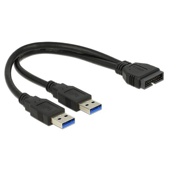 DeLOCK 0.25m USB3.0/2xUSB3.0 câble USB 0,25 m 3.2 Gen 1 (3.1 Gen 1) 2 x USB A Noir