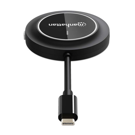 Manhattan Adaptateur sans fil HDMI 1080p avec émetteur USB-C, dongle pour diffusion vidéo sans fil depuis un appareil USB-C vers un téléviseur ou un projecteur HDMI, nécessite le récepteur du kit de présentation sans fil HDMI n° 208420, noir