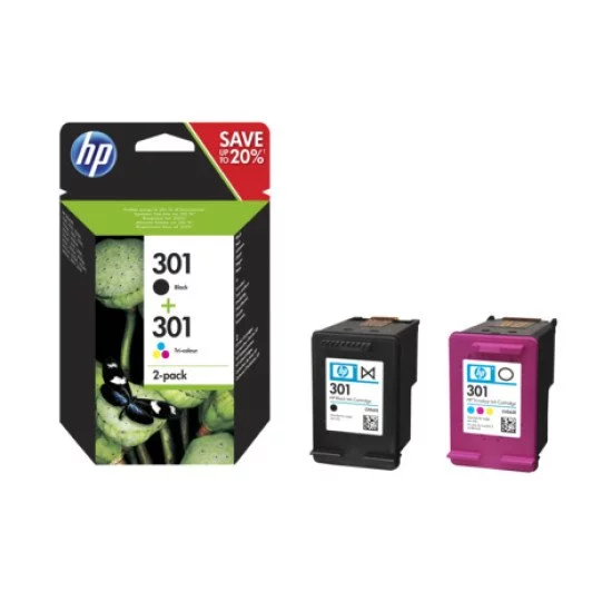 HP 301 / N9J72AE Pack de 2 cartouches noir, cyan, magenta, jaune HP 301 / N9J72AE Pack de 2 cartouches noir, cyan, magenta, jaune