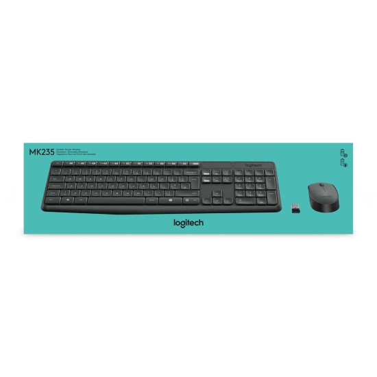 Logitech MK235 clavier RF sans fil QWERTZ Croate, Slovène Noir