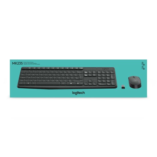 Logitech MK235 clavier Souris incluse USB QWERTY Espagnole Gris