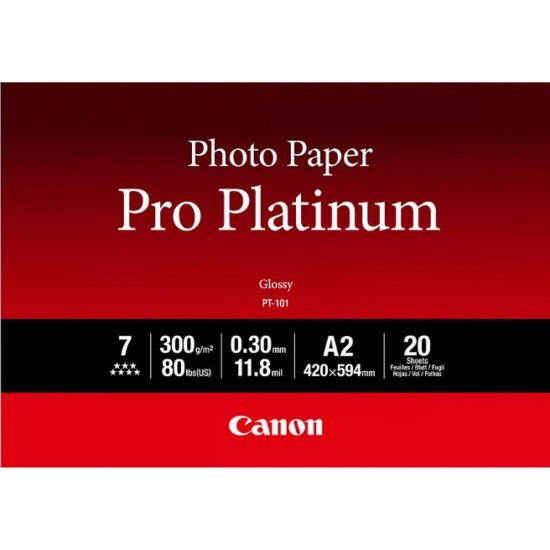 Canon Papier photo professionnel Platinum A2 PT-101 - 20 feuilles