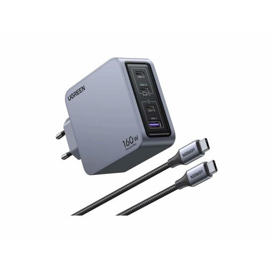 Ugreen Nexode Pro 160W GaN Charger with USB-C Cable Universel Noir, Gris Secteur Charge rapide Intérieure