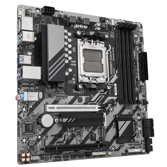 GIGABYTE B850M D3HP Carte Mère - Processeurs AMD Ryzen Série 9000, 5+2+2 phases VRM numériques, jusqu'à 8200MHz DDR5 (OC), 1xPCIe 5.0 + 1xPCIe 4.0 M.2, LAN GbE, USB 3.2 Gen 2 GIGABYTE B850M D3HP Carte Mère - Processeurs AMD Ryzen Série 9000, 5+2+2 phases VRM numériques, jusqu'à 8200MHz DDR5 (OC), 1xPCIe 5.0 + 1xPCIe 4.0 M.2, LAN GbE, USB 3.2 Gen 2