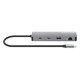 Manhattan Dock/hub USB-C avec lecteur de cartes, 7 ports : Ethernet, HDMI, 3x USB-A + 2x USB-C, avec Power Delivery (PD) 100 W - nécessite un chargeur USB-C externe (non inclus). Alimenté par USB (aucune alimentation externe requise) lorsque le PD n'est p