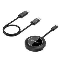 Manhattan Kit de présentation sans fil HDMI 1080p, ensemble de 2 pièces avec récepteur HDMI et émetteur USB-C type dongle, pour diffusion vidéo sans fil depuis un ordinateur portable, une tablette ou un smartphone vers un téléviseur ou un projecteur HDMI,