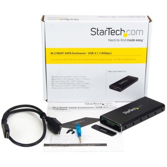 StarTech.com Boîtier USB 3.1 (10 Gb/s) pour SSD SATA M.2 NGFF avec câble USB-C - Aluminium