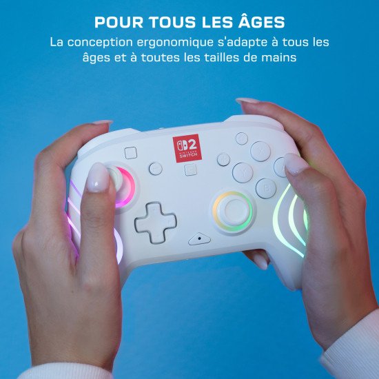 Turtle Beach Afterglow Wave Blanc Manette de gaming RGB sans fil Sous licence officielle pour Nintendo Switch 2