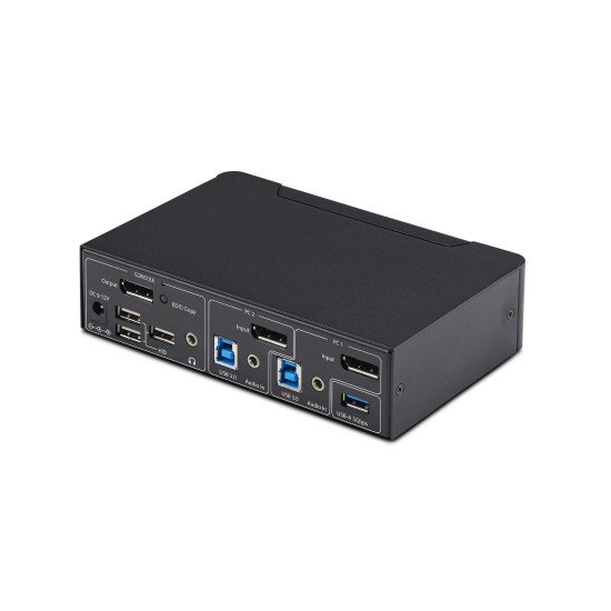 StarTech.com Switch KVM DisplayPort 2 Ports, 4K 60 Hz, DP 1.2, Gestion EDID, Hub USB 3.0 2 Ports, 4 Ports USB HID, Conforme TAA