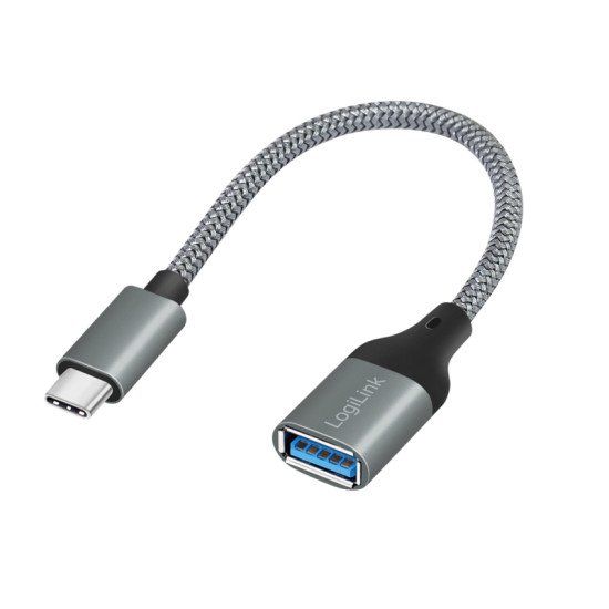 LogiLink CU0106 câble USB 0,15 m USB 3.2 Gen 1 (3.1 Gen 1) USB C USB A Gris