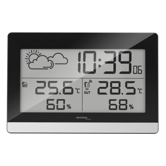 Technoline WS 9255 station météo numérique Noir, Argent