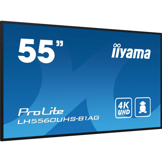 iiyama PROLITE Carte A numérique 139,7 cm (55") LED Wifi 500 cd/m² 4K Ultra HD Noir Intégré dans le processeur Android 11 24/7