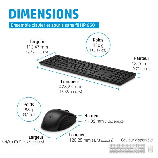 HP Ensemble clavier et souris sans fil 650