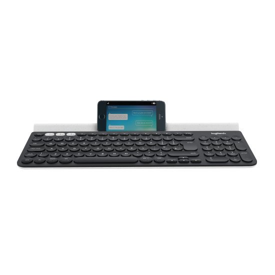 Logitech K780 Multi-Device Wireless Keyboard clavier RF sans fil + Bluetooth QWERTY Anglais Gris, Blanc