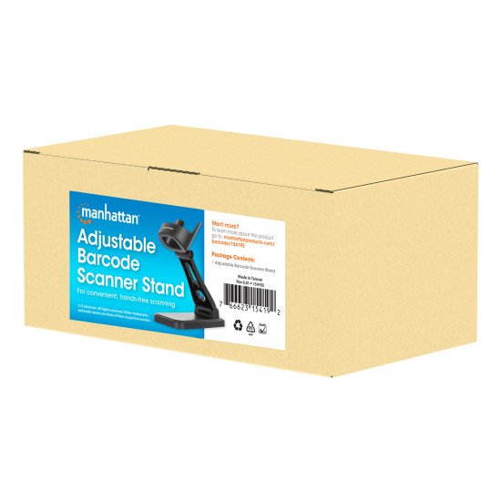 Manhattan Support réglable pour scanner codes-barres, hauteur et inclinaison réglables, compatible 153997/154116/154185, noir, garantie à vie