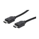 Manhattan Câble HDMI 4K@30 Hz, 1 m, adapté à tous les usages 1080p/HD et à la plupart des usages 4K (vérifier la compatibilité 4K de votre système), mâle à mâle, noir, Ultra HD 4K x 2K, garantie à vie, équivalent à HDMM1M
