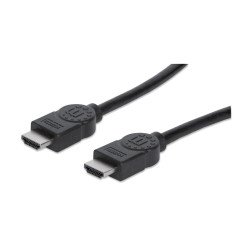 Manhattan Câble HDMI 4K@30 Hz, 1 m, adapté à tous les usages 1080p/HD et à la plupart des usages 4K (vérifier la compatibilité 4K de votre système), mâle à mâle, noir, Ultra HD 4K x 2K, garantie à vie, équivalent à HDMM1M