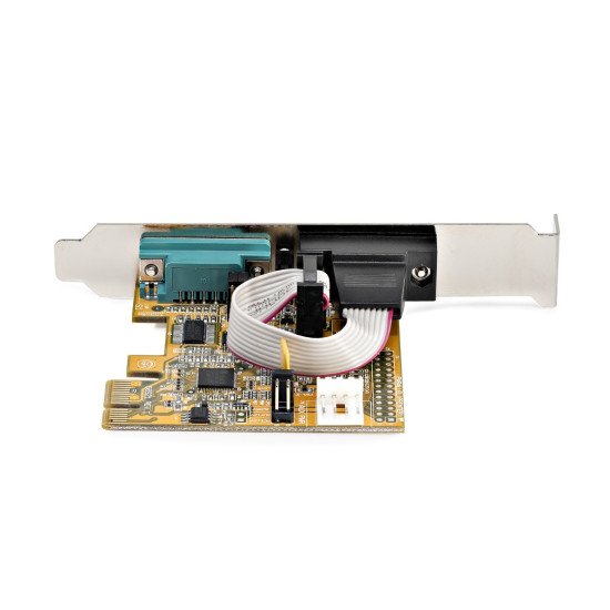 StarTech.com Carte d'Interface Série PCI Express à 2 ports, Carte Série PCIe à 2 Ports vers RS232 (DB9), UART 16C1050, Supports à Profil Bas/Plein, Rétention COM, pour Windows/Linux