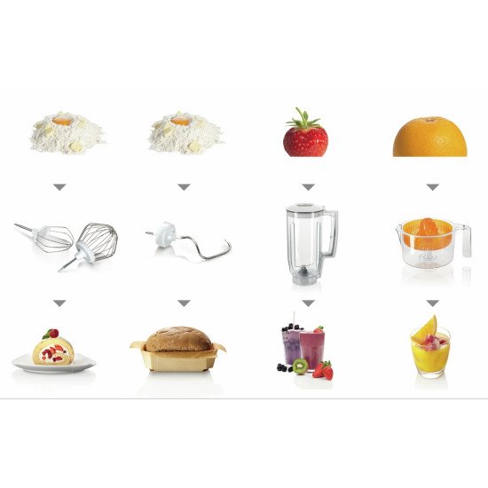 Bosch MUM5 Start Line universal robot de cuisine 800 W 3,9 L Orange, Argent, Transparent, Blanc