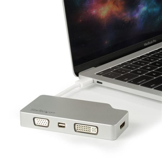 StarTech.com Adaptateur de voyage audio/vidéo 4 en 1 - USB Type-C vers VGA, DVI, HDMI ou Mini DP - 4K