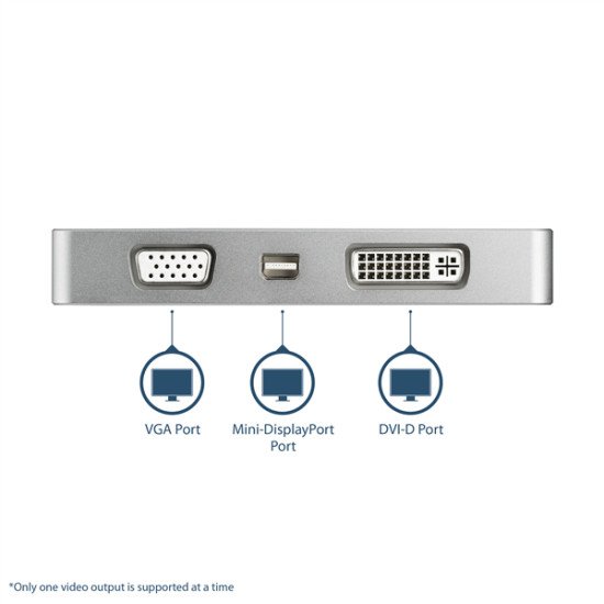 StarTech.com Adaptateur de voyage audio/vidéo 4 en 1 - USB Type-C vers VGA, DVI, HDMI ou Mini DP - 4K