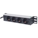 Intellinet Unité de distribution d'alimentation (PDU) 10" 1U à 4 prises EU, avec voyant d'alimentation, sans protection contre les surtensions, prises EU CEE 7/3, câble d'alimentation 1,8 m, sortie, montage en rack, garantie trois ans