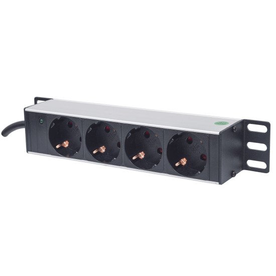 Intellinet Unité de distribution d'alimentation (PDU) 10" 1U à 4 prises EU, avec voyant d'alimentation, sans protection contre les surtensions, prises EU CEE 7/3, câble d'alimentation 1,8 m, sortie, montage en rack, garantie trois ans