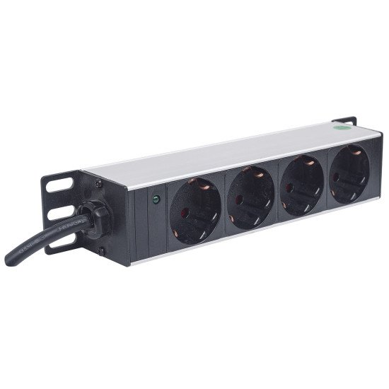 Intellinet Unité de distribution d'alimentation (PDU) 10" 1U à 4 prises EU, avec voyant d'alimentation, sans protection contre les surtensions, prises EU CEE 7/3, câble d'alimentation 1,8 m, sortie, montage en rack, garantie trois ans