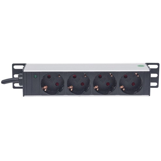 Intellinet Unité de distribution d'alimentation (PDU) 10" 1U à 4 prises EU, avec voyant d'alimentation, sans protection contre les surtensions, prises EU CEE 7/3, câble d'alimentation 1,8 m, sortie, montage en rack, garantie trois ans